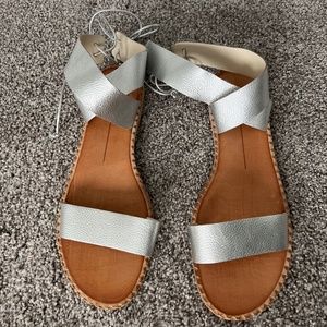 Dolce Vita Silver Tie-Back Sandals, Size 9.5
